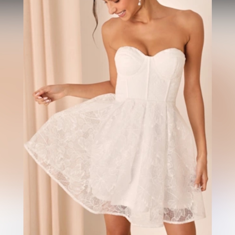 Lulu's White Strapless Mini Dress